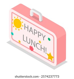 3D Isometric Flat Vector Set of School Lunch Boxes, Kids Snacks. Item 4