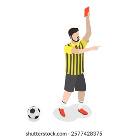 3D Isometric Flat Vector Set of Soccer Elements and Players, Team Sports. Item 5