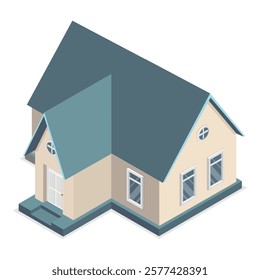 3D Isometric Flat Vector Set of Village Buildings, Various Small and Big Houses. Item 4