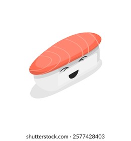 3D Isometric Flat Vector Set of Various Sushi, Rolls and Nigiri Funny Characters, Japanese Traditional Cuisine. Item 10