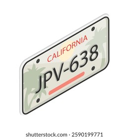 3D Isometric Flat Vector Set of License Plates, Collection from Various US States. Item 4