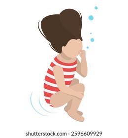 3D Isometric Flat Vector Set of Children Snorkeling, Kids Swimming Lessons. Item 3