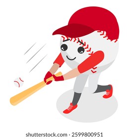 3D Isometric Flat Vector Set of Cartoon Sport Ball Mascot, Funny Cartoon Characters. Item 2