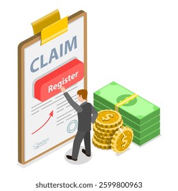 3D Isometric Flat Vector Set of Compensation Scenes, Service Request. Item 5