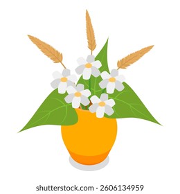 3D Isometric Flat Vector Set of Flower Bouquets , Florist Composition. Item 9