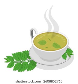 3D Isometric Flat Vector Set of Tea Types, Beverages With Herbal Ingredients. Item 6