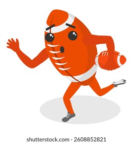 3D Isometric Flat Vector Set of Cartoon Sport Ball Mascot, Funny Cartoon Characters. Item 4