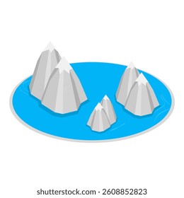 3D Isometric Flat Vector Set of Natural Water Landscape , River, Waterfall, Pond, and Fountain. Item 9