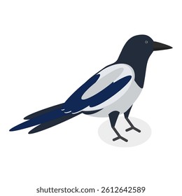 3D Isometric Flat Vector Set of City Birds, Sparrow, Tit, Pigeon, and Crow. Item 4