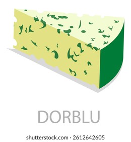 3D Isometric Flat Vector Set of Different Cheese Types, Brie, Mozzarella, Parmesan, Camembert etc.. Item 7