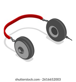 3D Isometric Flat Vector Set of Headphones, Multimedia Devices. Item 1