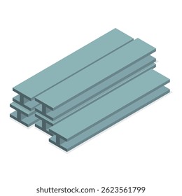 3D Isometric Flat Vector Set of Building Materials, Pile of Sand, Stones, Bricks, Concrete Mixer. Item 3