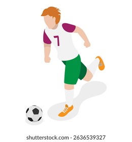 3D Isometric Flat Vector Set of Soccer Players, Diverse Football Characters. Item 2