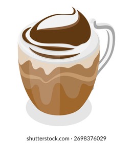 3D Isometric Flat Vector Set of Coffee Beverages, Cafe Menu. Item 10