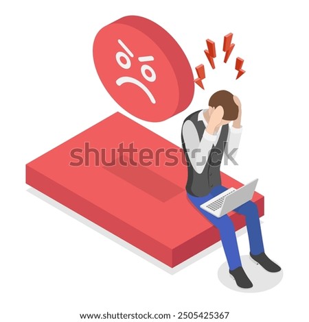 3D Isometric Flat Vector Set of Mood Scenes, Client Review. Item 5