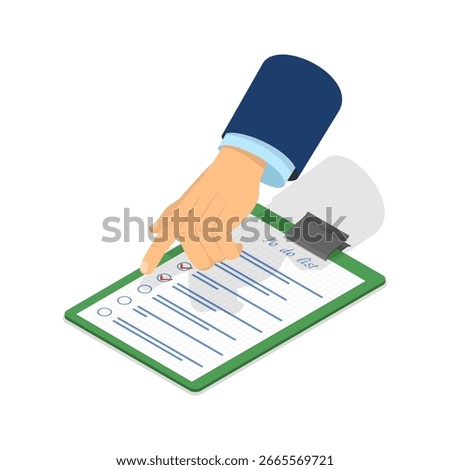 3D Isometric Flat Vector Set of Checklists, Todo List Collection. Item 1