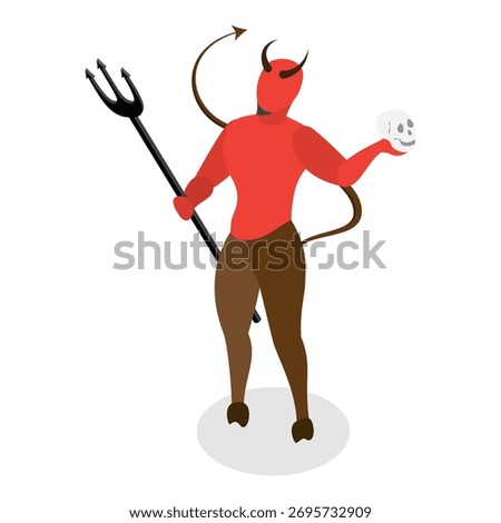 3D Isometric Flat Vector Set of Underworld Objects, Evil Characters and Devil Elements. Item 5