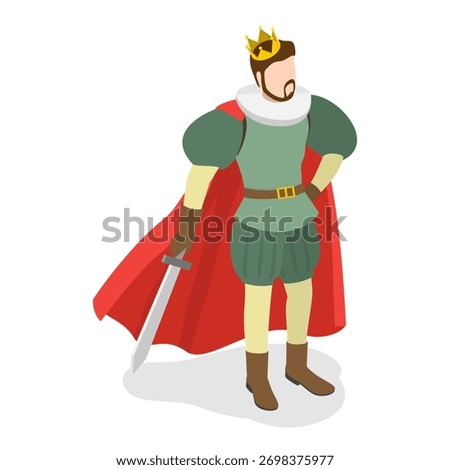 3D Isometric Flat Vector Set of Fairy Characters, Medieval People. Item 1