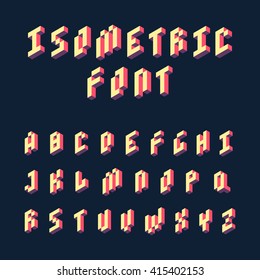 3d isometric font. Colorful geometric design.