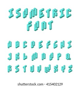 3d isometric font. Light geometric design.