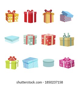 3d isometric gift box to xmas and new year, valentine day and birthday. Surprise to xmas holiday, illustration element packaging to design anniversary birthday, christmas card, giftbox parcel vector
