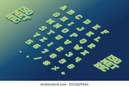 3D ISOMETRIC GREEN STYLISH FONT
