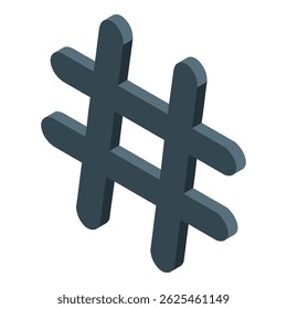 3d isometric hashtag symbol representing social media trends and online communication