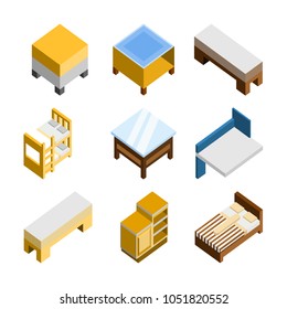 3D Isometric Home Furniture Illustration Set