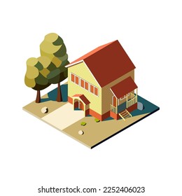 3d isometric house. Vector building 
