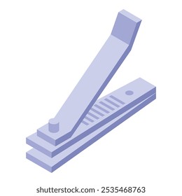 3d isometric icon of a nail clipper lying open showing cutting edges
