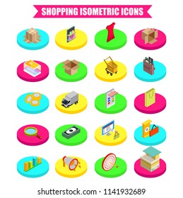 3D isometric icon set for shopping and sale concept.