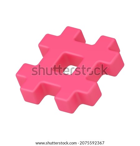 3d isometric icon sign tweet blog topic hashtag keyword blog mark badge vector illustration. Logotype internet cyberspace communication repost searching at social networks community isolated