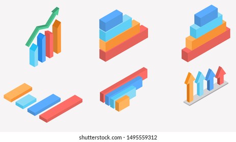 Ilustração isométrica 3D da coleção de elementos infográficos de negócios.