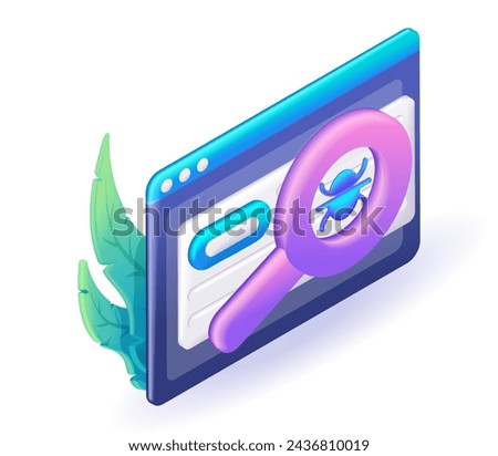 3D Isometric illustration, Cartoon. Beta testing concept, new product testing, application performance verification. Vector icons for website