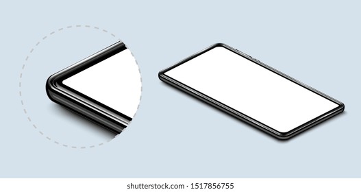3d isometric illustration cell phone. Smartphone perspective view. Template for infographics or presentation UI design interface. Vector illustration