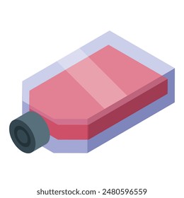 3d isometric illustration of a classic pink eraser with a black end, isolated on a white background