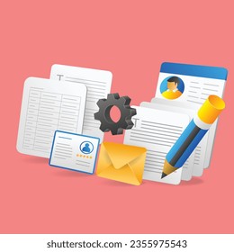 3d isometric illustration concept of making a lot of blog article text data