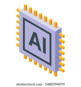 3d isometric illustration of a microprocessor chip with the letters ai, symbolizing artificial intelligence