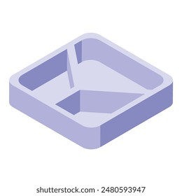 3d isometric illustration of a purple, empty pill organizer, ideal for medical and health themes