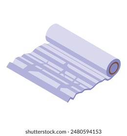 3d isometric illustration of a rolledup architectural blueprint on a white background