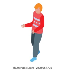 Ilustração isométrica 3d de um jovem caminhando e gesticulando com as mãos
