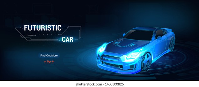 3D isometric image of a smart or intelligent car. Autonomous car without a driver. Full color illustration in concept of a smart car. Vector illustration