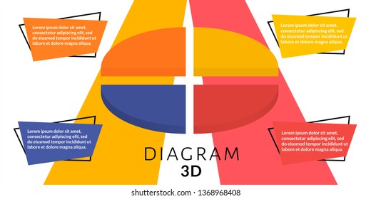 3D isometric infographic diagram data visualization template with 4 options (steps), place for title and text elements. For process chart, report, banner, presentation. Editable EPS 10 illustration