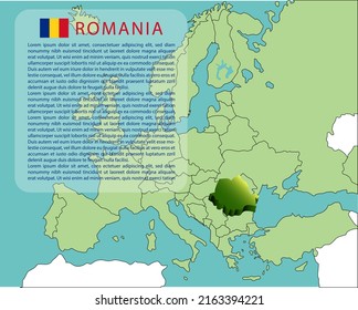 3d isometric infographic map template or romania, europe