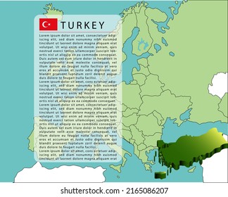 3d planilla de mapa de infografía isométrica de pavo, europa