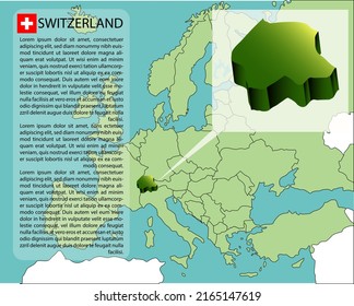 3d isometric infographic map template of switzerland, europe