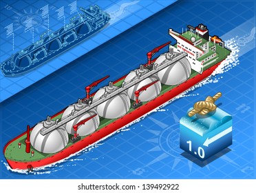 3D Isometric Ing Vessel Cargo Gas Energy Oil Tanker Ship Vector Illustration. Isometric boat 3D Gas Energy Oil Ship Tanker Vessel Vector Cargo Illustration.