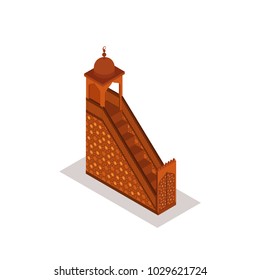 3d isometric islamic wooden Minbar "place that muslim  Imam stand and talk to muslim prayers"