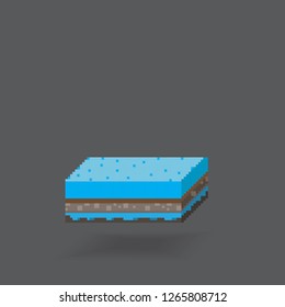 3D Isometric Landscape Cube - Ground Water Element. Icon Can be used for Game, Web, Mobile App, Infographics. Game asset.Gray background.