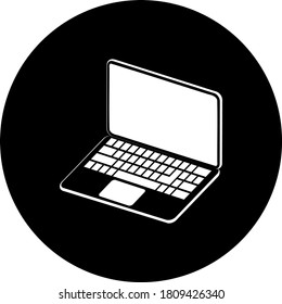 3D Isometric laptop vector illustration isolated in circle icon.